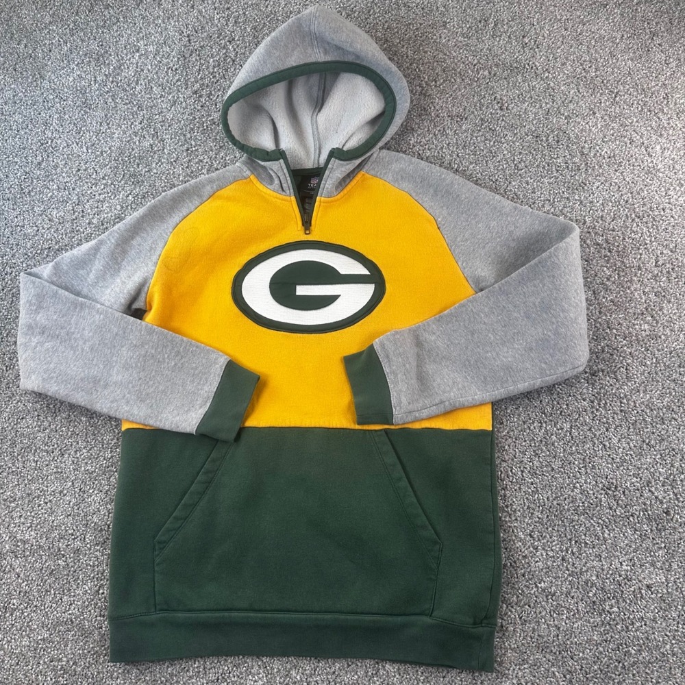 NFL Team Apparel Green Bay Packers Hoodie Youth L 14/16 Colorblock READ